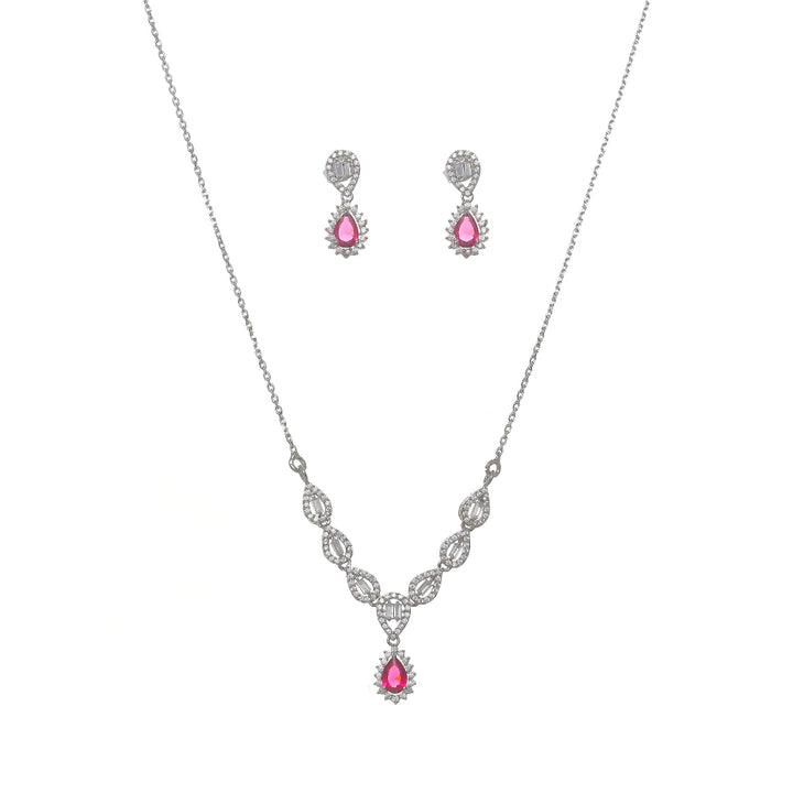Silver Pink Charm Necklace Set - tassyasilver.com