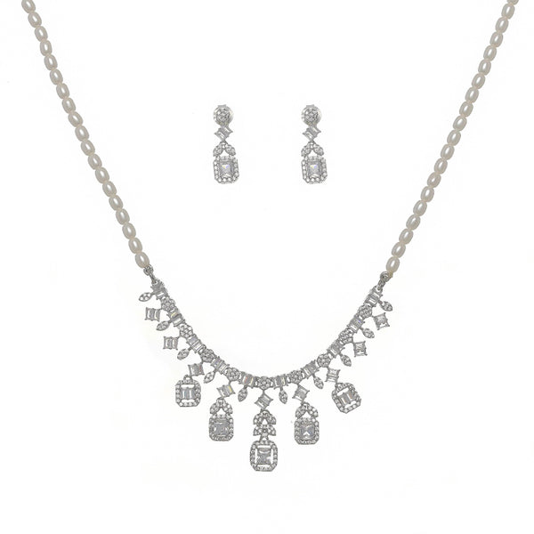 Silver Moti Necklace Set - tassyasilver.com