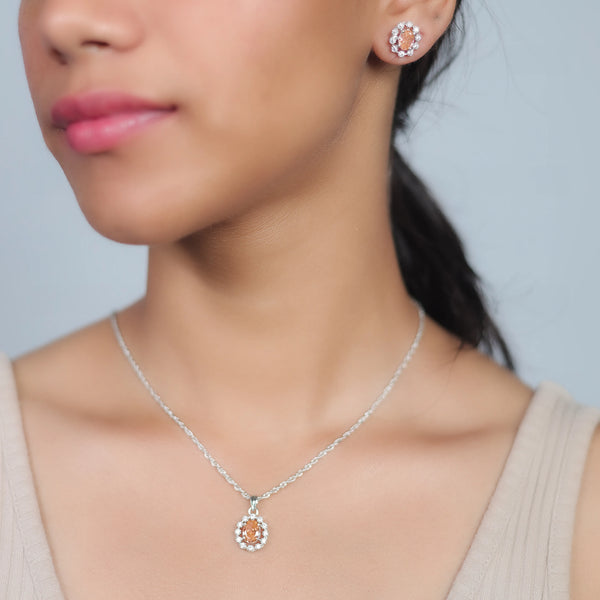 925 Silver Peach Halo Luxe Set