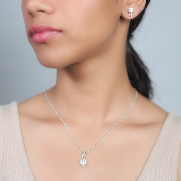 Silver Starshine Chain Pendant Studs