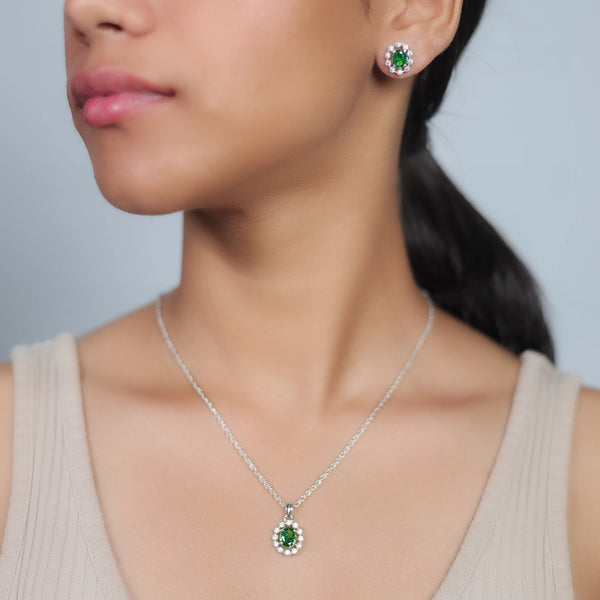 925 Silver Elara Green Radiance Set