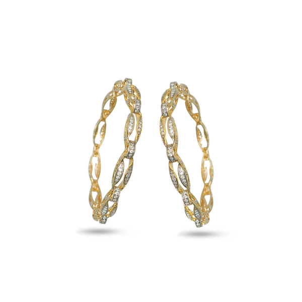 925 Sterling Silver Golden Link Diamond Bangles For Women