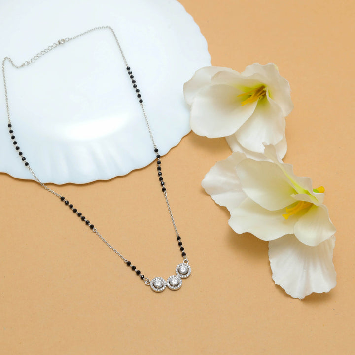 Silver Triple Diamond Bliss Mangalsutra - tassyasilver.com