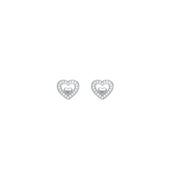 925 Silver Crystal Heartbeat Studs