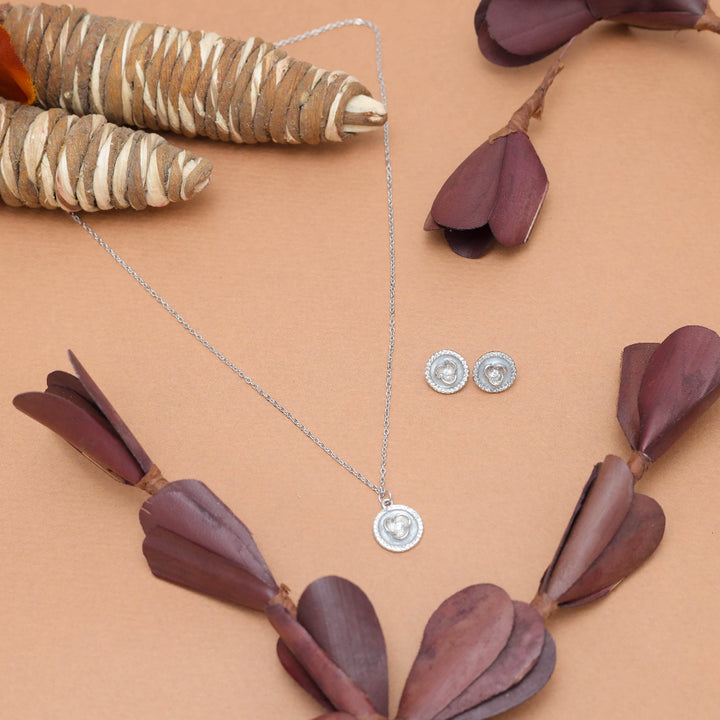 Silver Heartfelt Love chain pendant earring set - tassyasilver.com