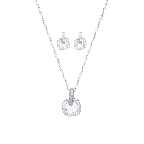 Silver Sparkle Cushion Chain Pendant Top