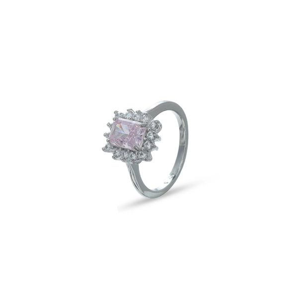 Silver Pink Bloom Ring