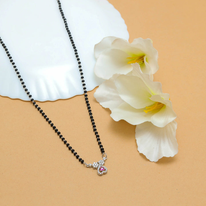Silver Ruby Heart Mangalsutra - tassyasilver.com