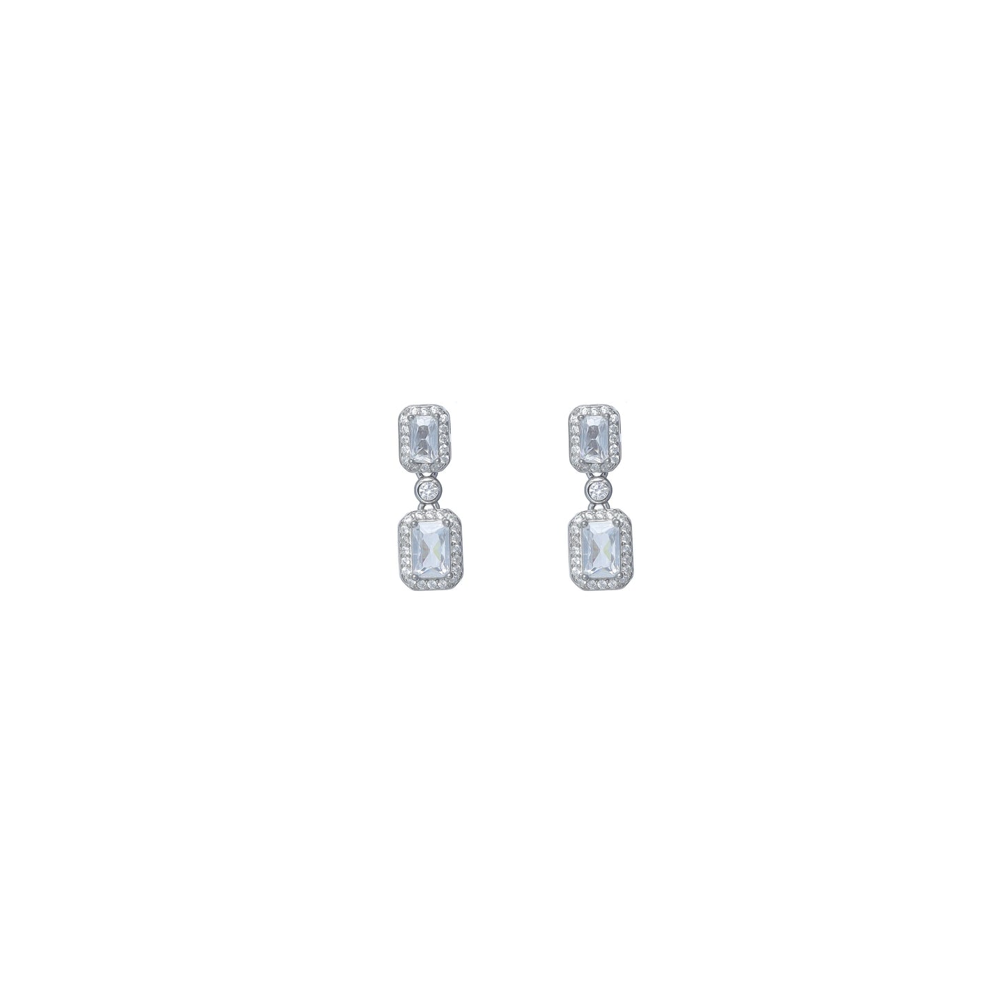 Silver Classic Rectangular Drop Earrings