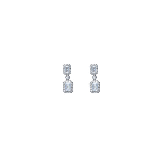 Silver Classic Rectangular Drop Earrings