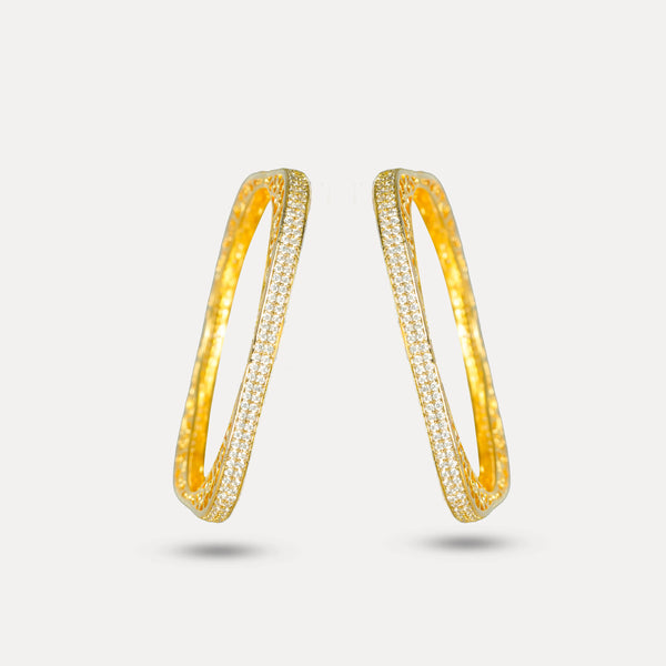 925 Sterling Golden Radiant Square Bangles For Women