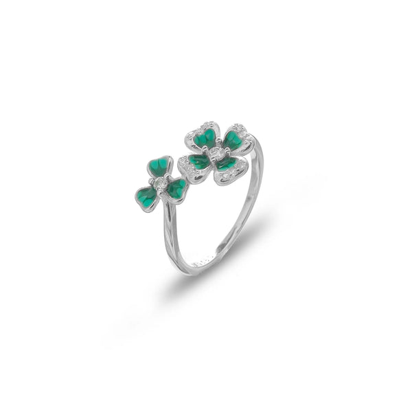 Silver Clover Charm Ring