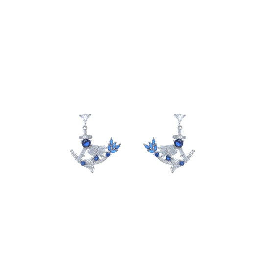 Silver Sapphire Tide Earrings