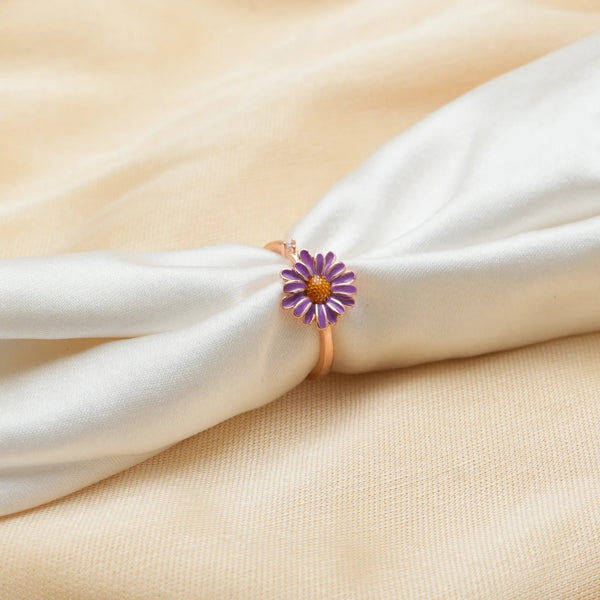 Rose Gold Purple Daisy Ring