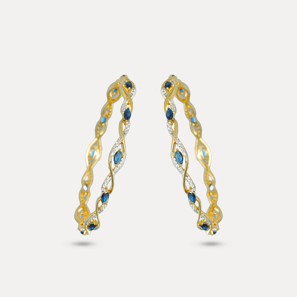 925 Sterling Golden Blue Twirl Bangles For Women