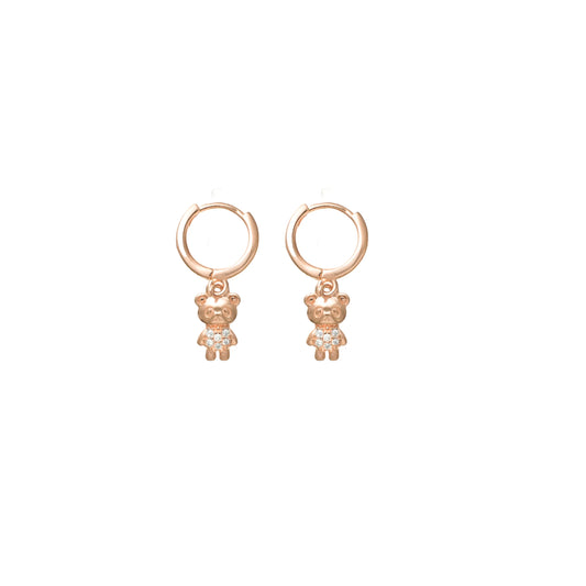 Rosegold Tiny Teddy Hoops