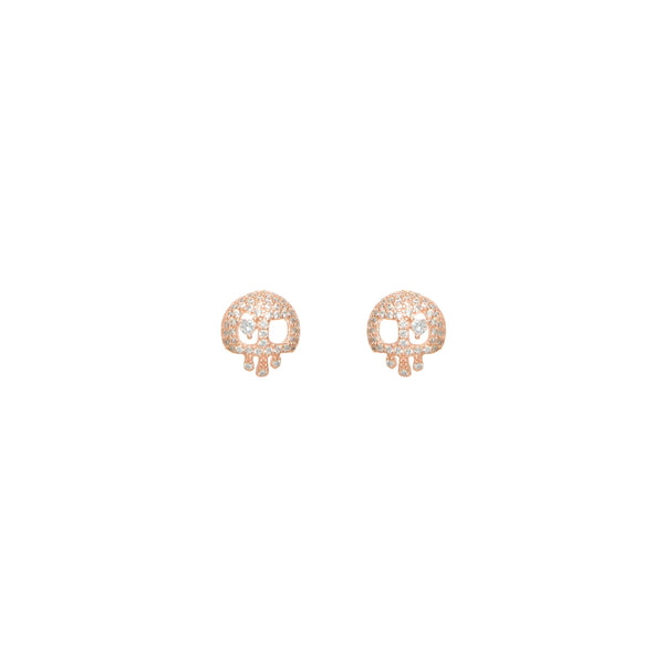 925 Silver Rose Drip Skull Studs