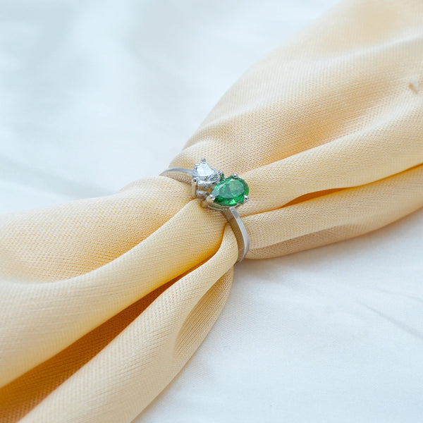 Silver Twin Teardrop Ring