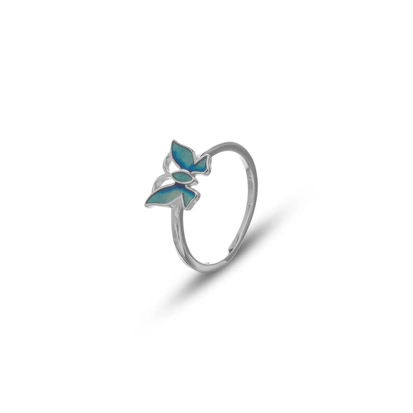 Silver Azure Butterfly Flight Ring
