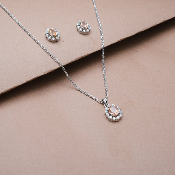 925 Silver Peach Halo Luxe Set
