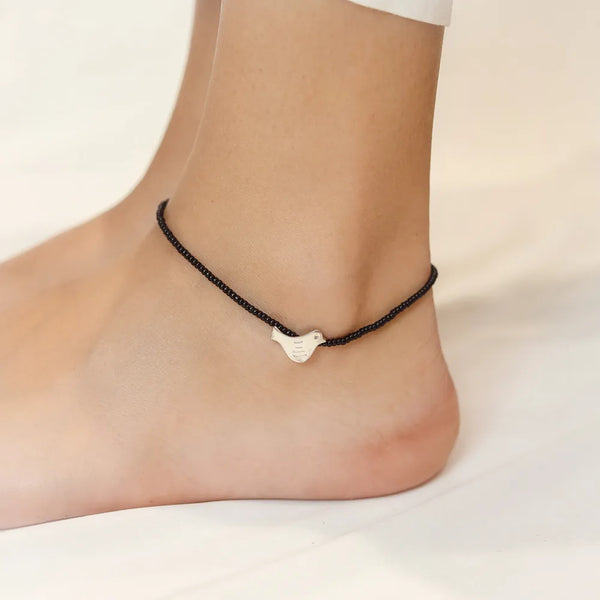 Silver Bird Charm Anklet