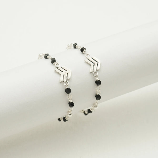 Silver Arrow Black Bead Baby Bracelet