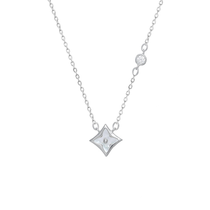 Tassya Silver Starlight Petal Pendant – 925 silver chain with sparkling petal charm, ideal for elegant daily wear