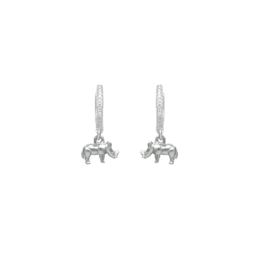 Silver Rhino Hoops