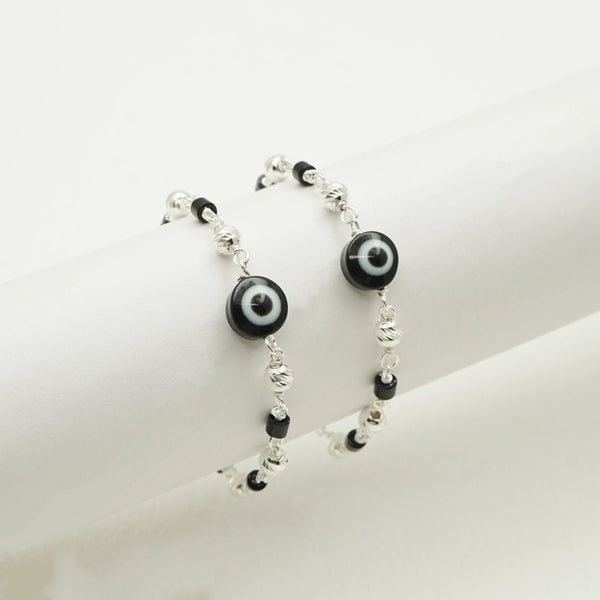 Silver Spiral Evil Eye Baby Bracelet