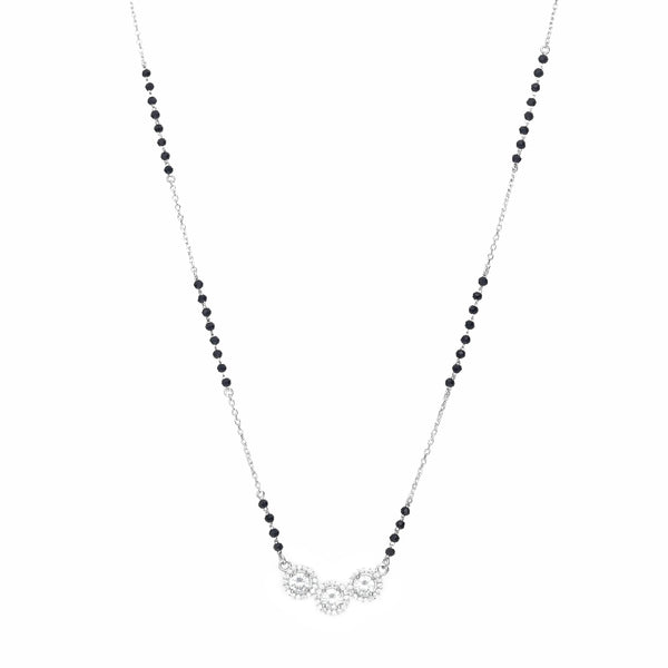 Silver Triple Diamond Bliss Mangalsutra - tassyasilver.com