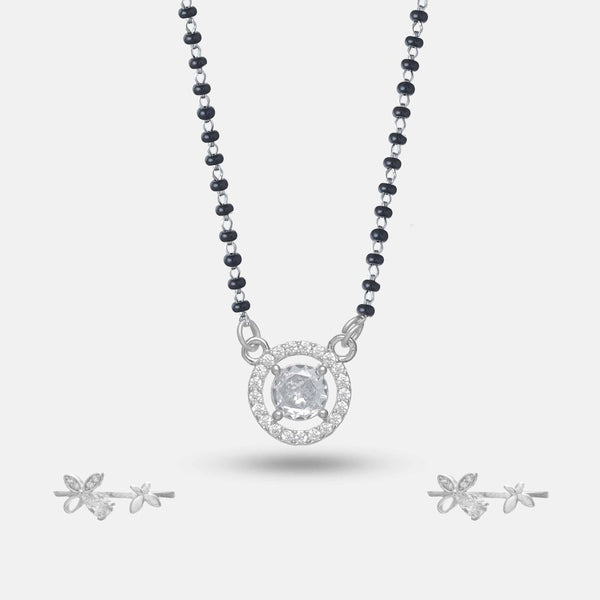 925 Silver Mangalsutr With Butterfly Toe Ring Set