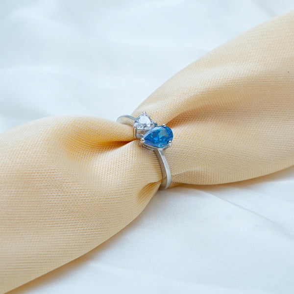 Silver Ocean Heart Ring