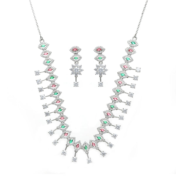 pink and green stone necklace Set
