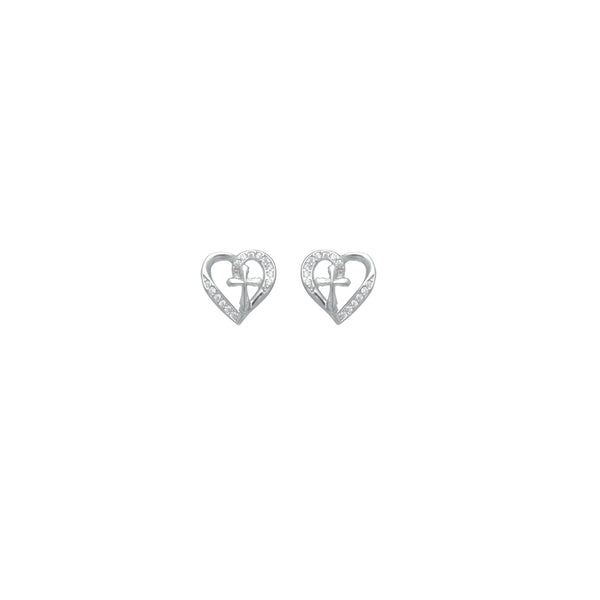 925 Silver Crystal Cross Heart