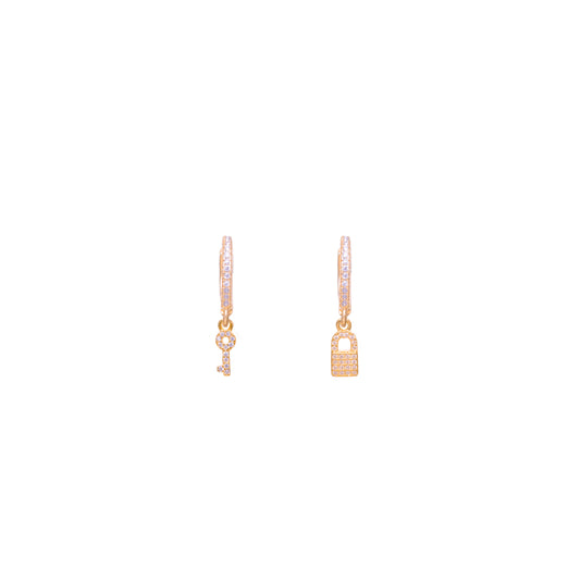 Rose Gold Key to My Heart Hoops