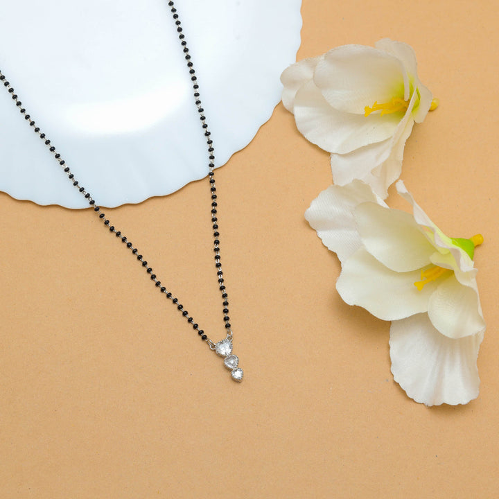 Silver Double Diamond Bliss mangalsutra - tassyasilver.com