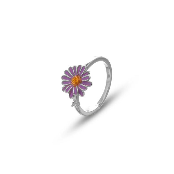 Silver Violet Bloom Ring