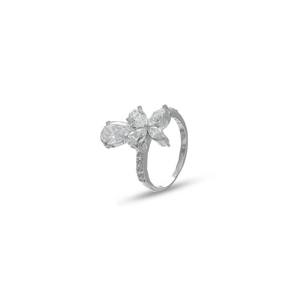 Silver  Floral Spark Ring