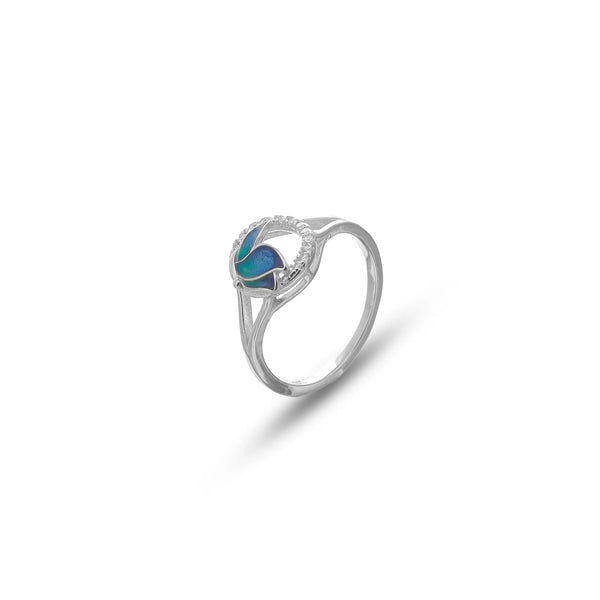 Silver Ocean Bloom Opal Ring