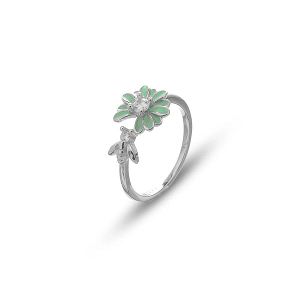 Silver Daisy Bee Ring