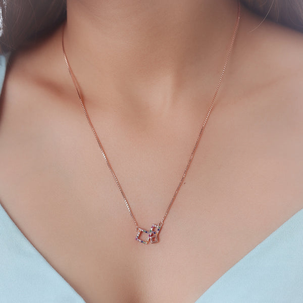 Rose Gold Geometric Rainbow Chain Pendant
