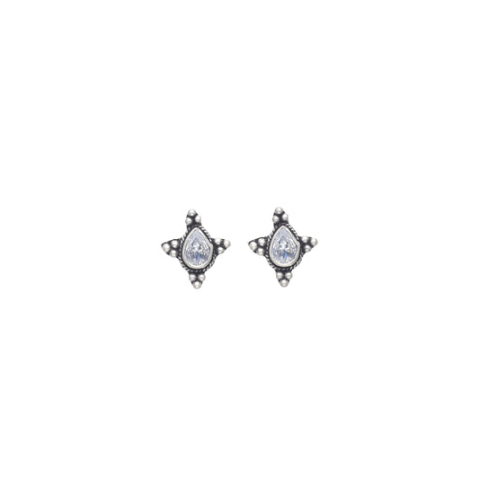 Silver Pear Stud Earrings