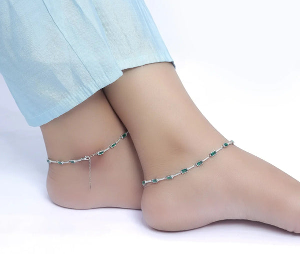 Silver Clover Charm Anklet