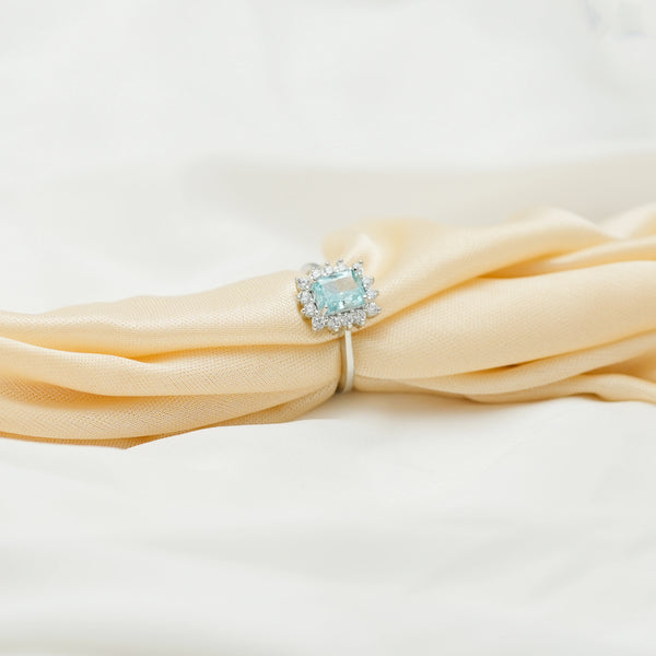 Silver Aqua Glitz Ring