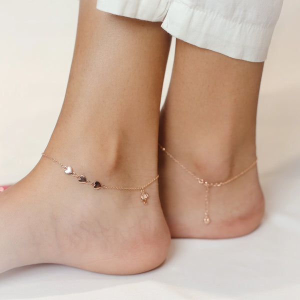 Silver Love and Luck Anklet