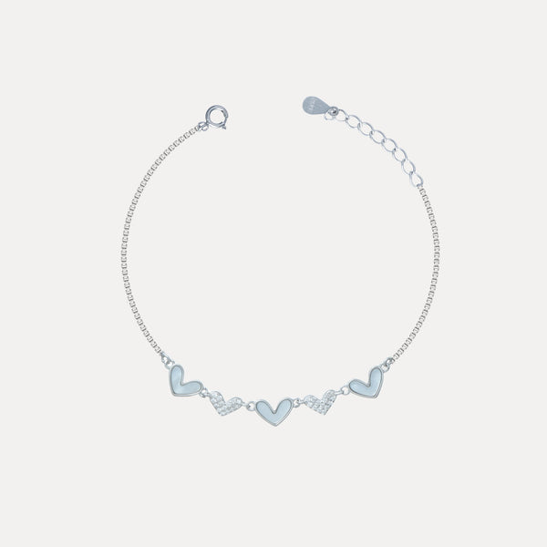 925 Silver Zigzag Heart Link Bracelet