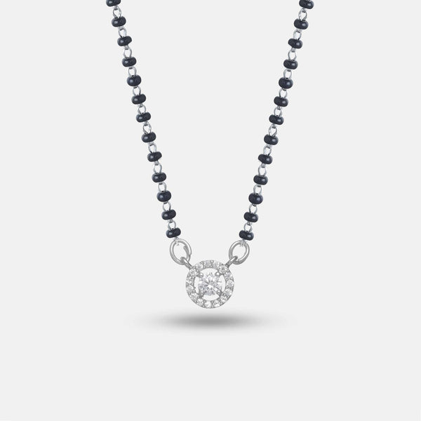 Radiant Solitaire Silver Mangalsutra