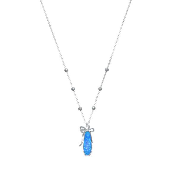 Silver Ribbon Opal Chain Pendant
