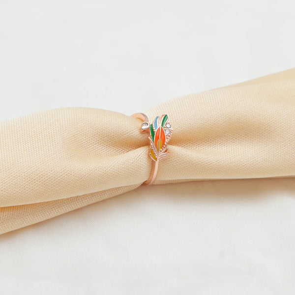 Rose Gold Tricolor Feather Ring