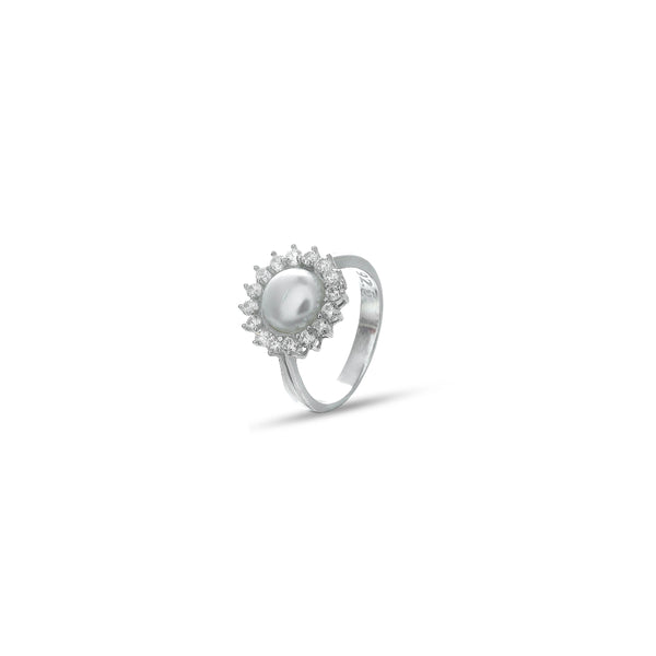 Silver  Pearl Bloom Ring